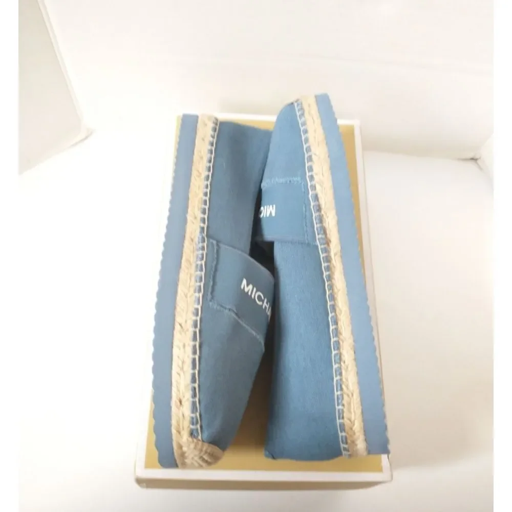 New! MICHAEL KORS Women's Vicky Espadrille Flats Shoes Denim Blue Size 9